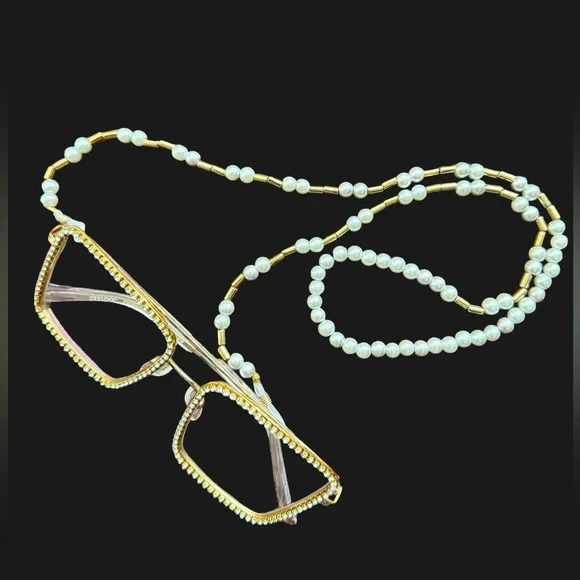 FAUX PEARL BEADED EYEGLASS CHAIN EYEGLASS HOLDER LANYARD - Picture 3 of 3